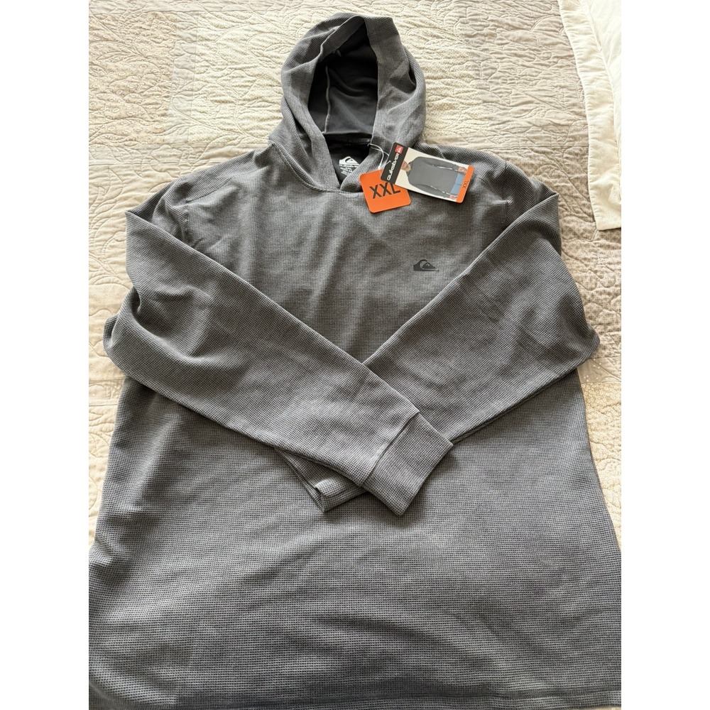 QuickSilver Hoodie Men's XXL Gray Textured Long Sleeve Pullover 4 Way Stretch
